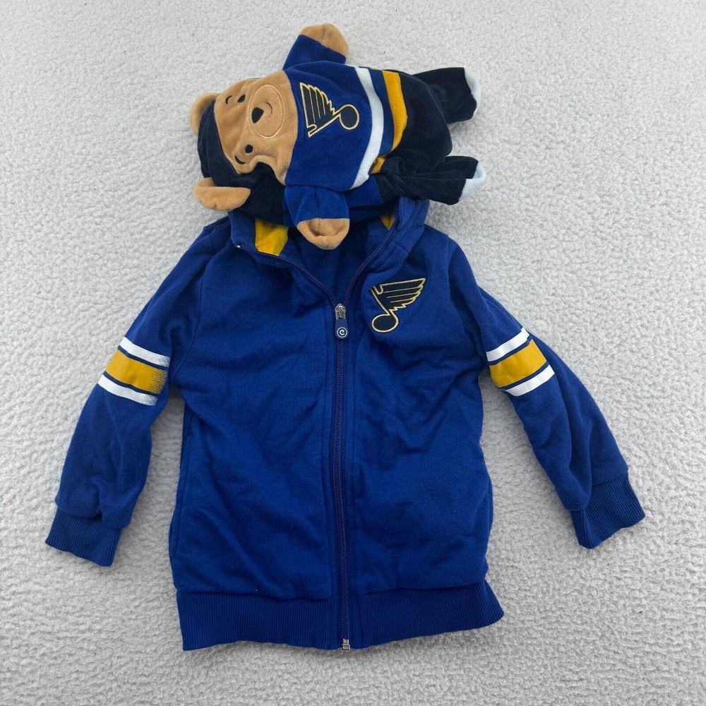 Cubcoats St. Louis Blues Teddy Bear Hoodie Kids 4-5 Years Blue Full Zip Jacket